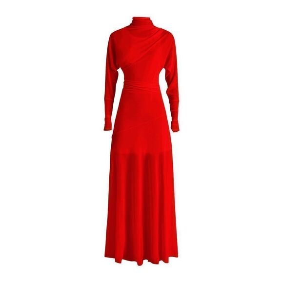Proenza Schouler Women's Red Long Sleeve Crepe Jersey Maxi Dress Size 12 NWOT - Picture 1 of 16